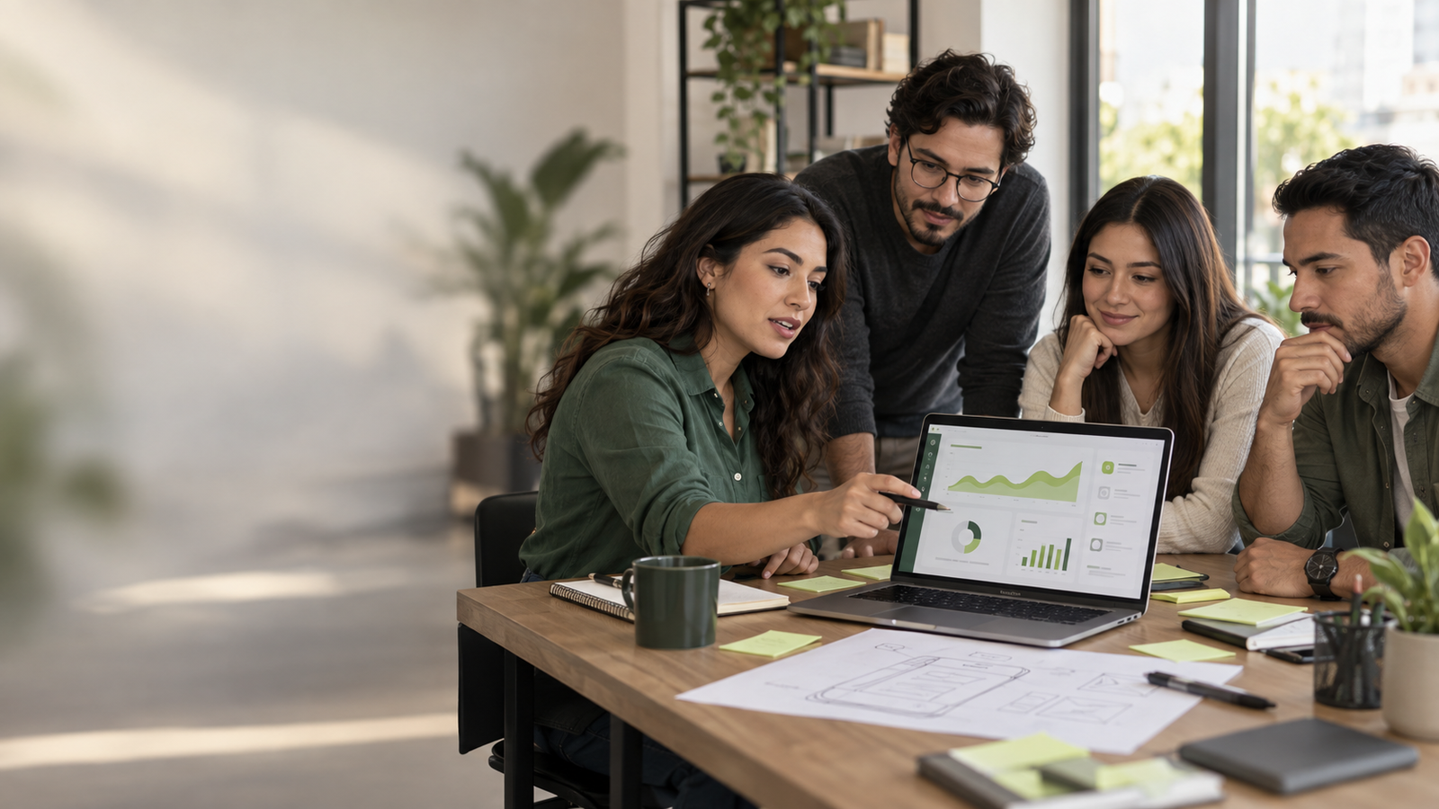 Equipo trabajando en una solución tecnológica a medida